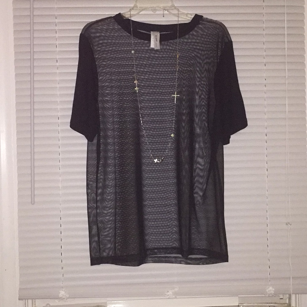 J2 LOVE size large partially sheer! Opaque sleeves